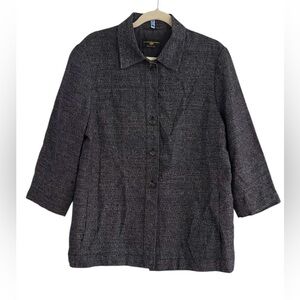 Luciano Barbera Blazer Size 16 Navy Blue Linen Wool Blend